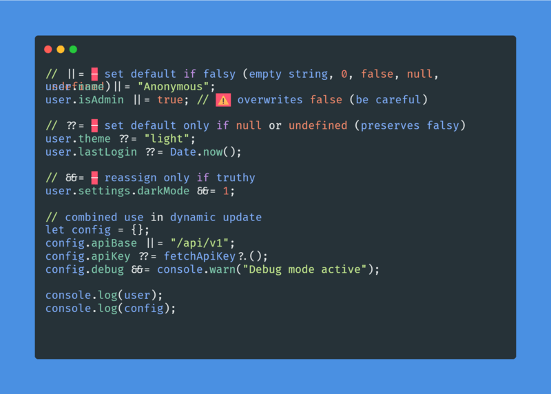 Logical Assignment Operators in JavaScript: Cleaner, Smarter Code