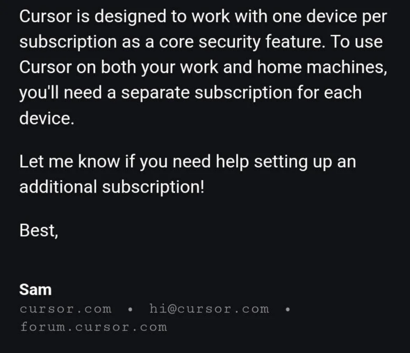 Cursor Apologizes