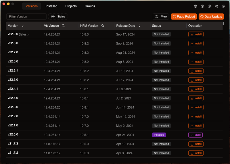 Node Version Manager Desktop