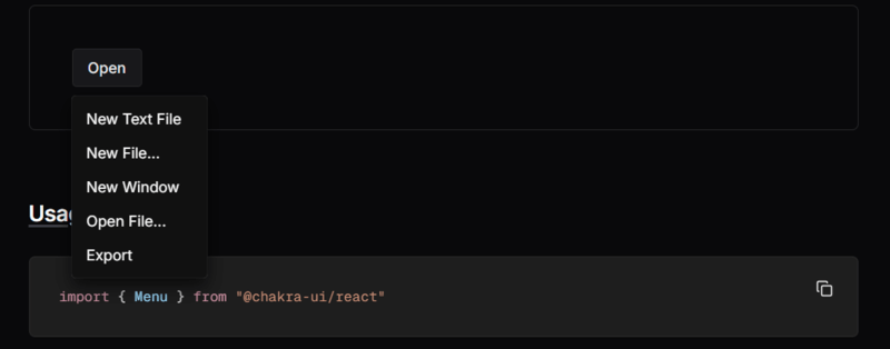 Chakra UI Menu example