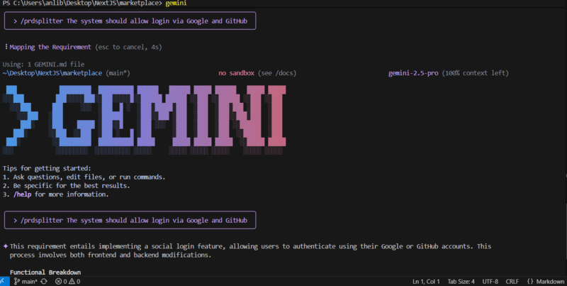 Gemini prdsplitter Gemeni prdsplitter command