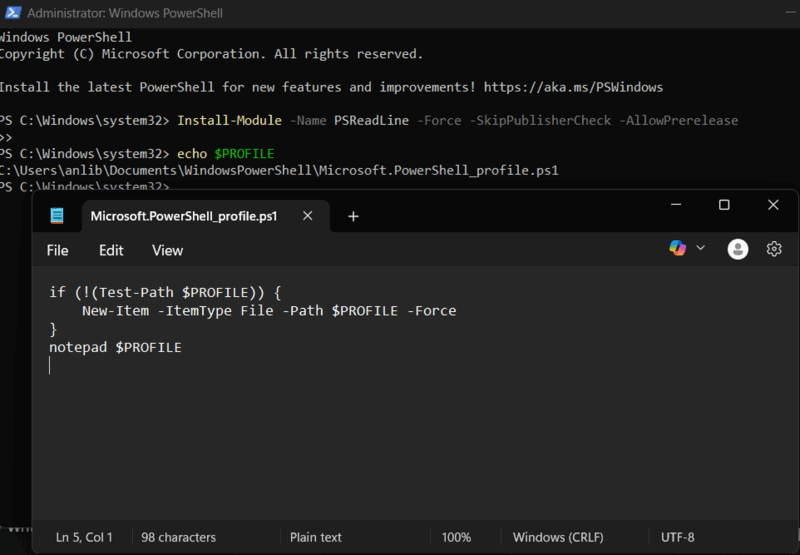Notepad profile