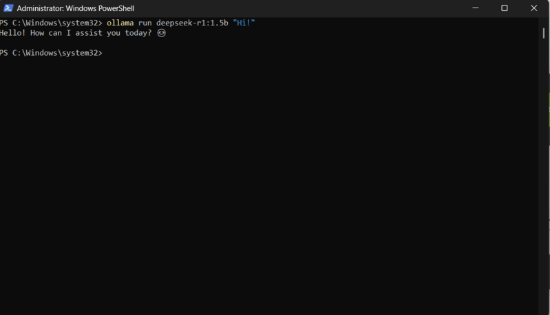 Ollama test deepseek Ollama run deepseek - "Hi"