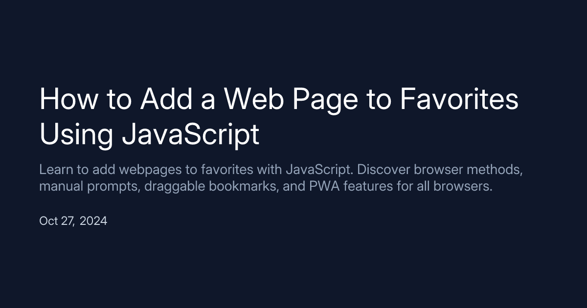 How to Add a Web Page to Favorites Using JavaScript