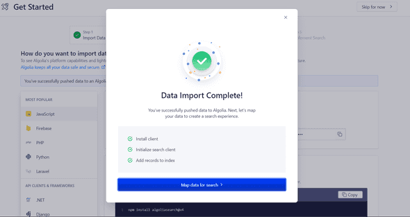 Algolia Data Import Complete