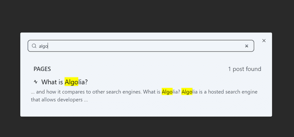 Algolia search