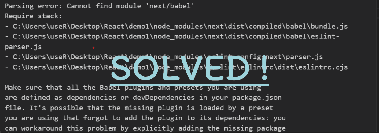 Conquering ESLint Errors Resolving TypeScript  ESLint Conflicts with Overrides - How to solve eslint Parsing error Cannot find module ’next/babel’